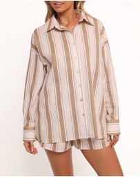 Petal & Pup - Dean Long Sleeve Short Set - Beige Stripe