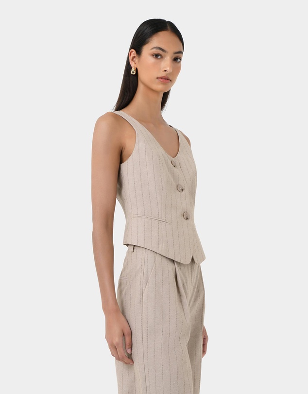 Forcast - Ria Stripe Cotton Blend Vest