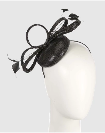 Max Alexander - Black Sparkly Racing Fascinator