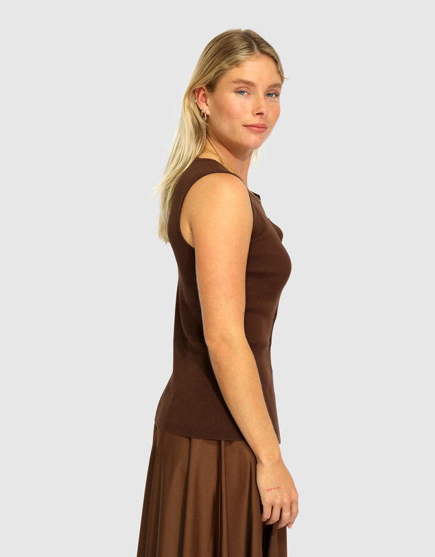 Belle & Bloom - Close To You Ribbed Button Up Sleeveless Vest