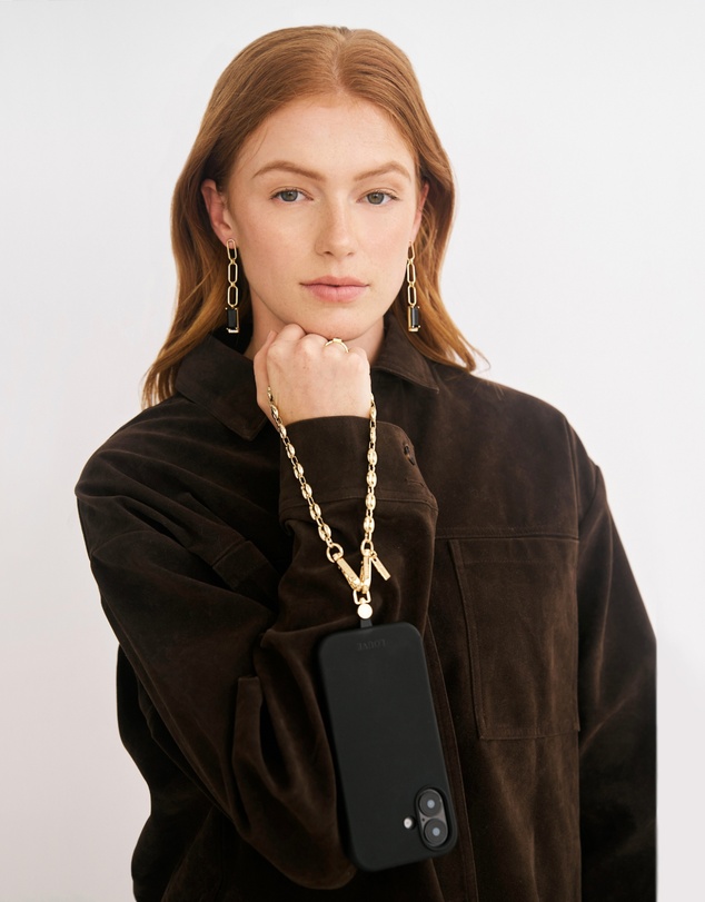 LOUVE COLLECTION - Universal Phone Strap Connector (Black) + Marina Wristlet