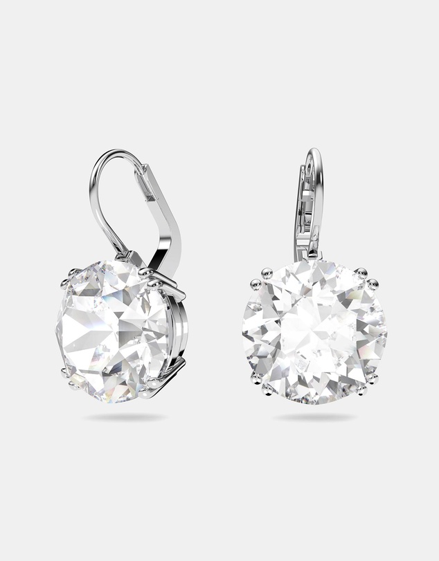 Swarovski - Millenia drop earrings, Round cut, White, Rhodium plated