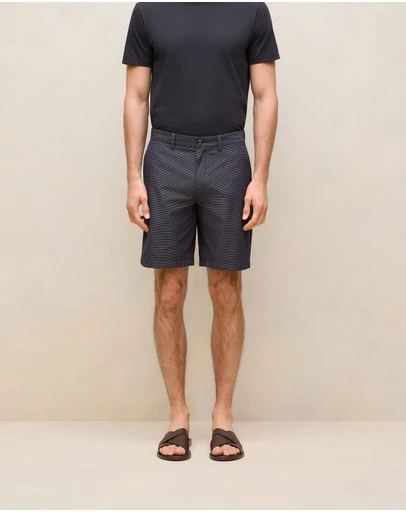 Trenery - Yarn Dyed Cotton Stripe Short in Navy