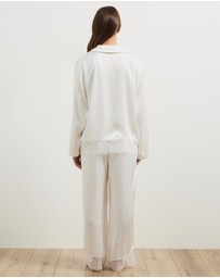 Atmos&Here - Pearl Lace Trim Long Sleeve Satin Pyjama Set