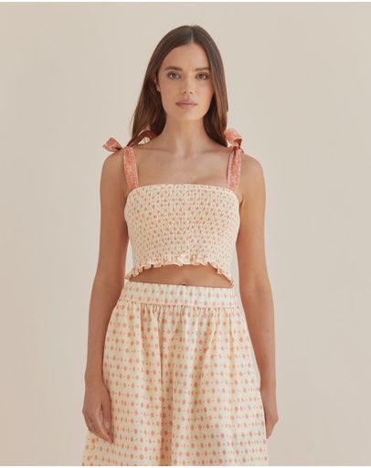 Peach Paisley