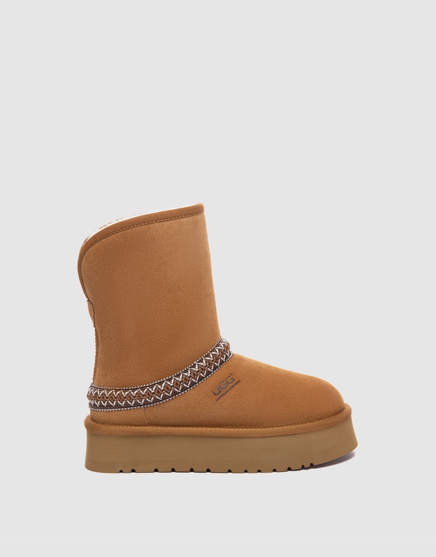 EVERAU - Australian Shepherd Ugg Short Fayle Platform Cow Suede Upper UGG Boots