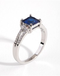 Lovisa - Silver Cubic Zirconia Square Station Double Band Ring