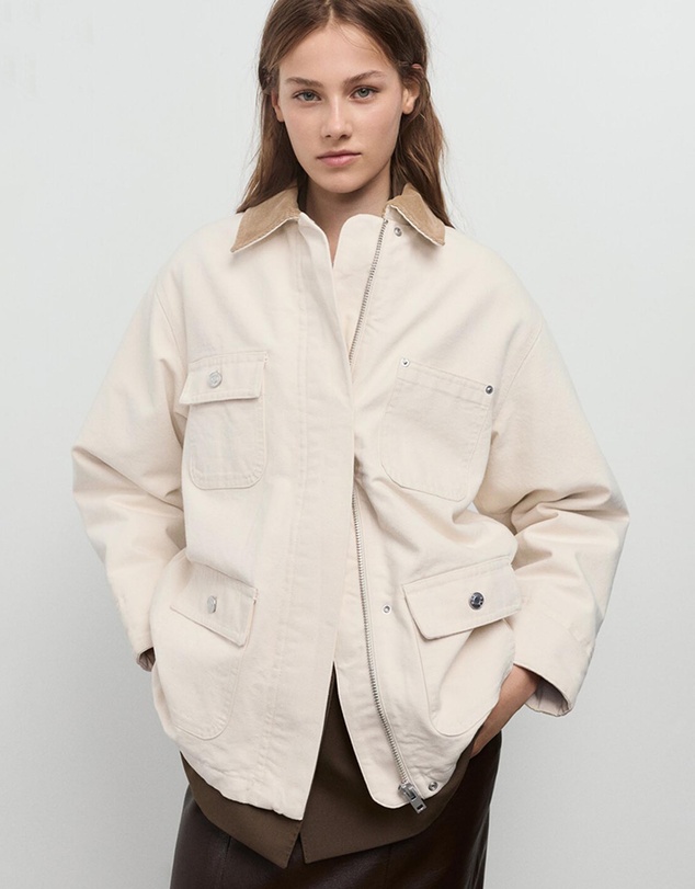 M.N.G - Denim Parka With Corduroy Collar