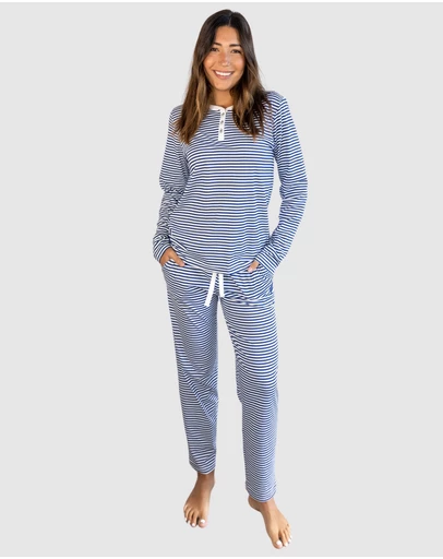Sant And Abel - Women's Marina Jersey Knit Stripe Long PJ Set