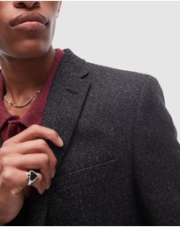 Topman - Slim Salt and Pepper Wool Mix Suit Jacket