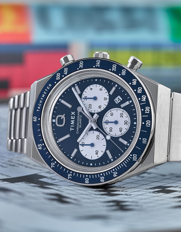 TIMEX - Men’s Q Timex Chronograph Silver & Blue