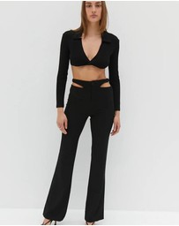 Style Addict - Waist Slit Pants - Black