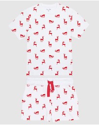 Sant And Abel - Kids Reindeer Red Short PJ Set