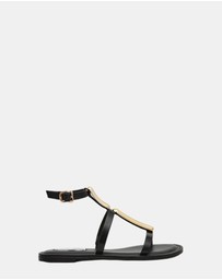 Steve Madden - Alma Black Leather Sandals