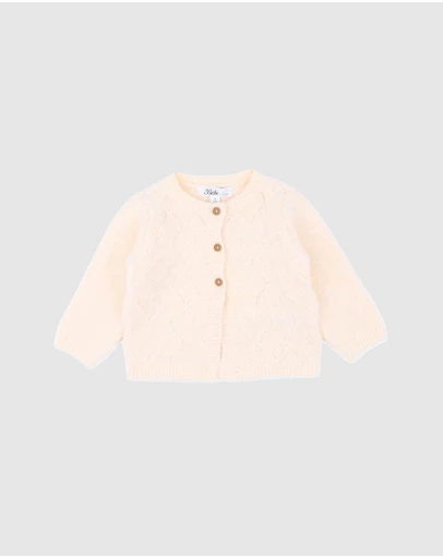 Bebe by Minihaha - Girls Cream Pointelle Cardigan - Babies