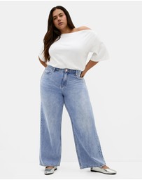 City Chic - Plus size Harley Fit Hallie Wide Leg Jean - mid wash