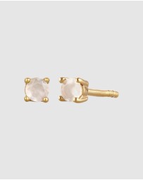 Elli Jewelry - Earring Stud Moonstone 925 Sterling Silver Gold-Plated