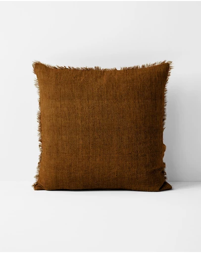Aura Home - Vintage Linen Fringe Cushion