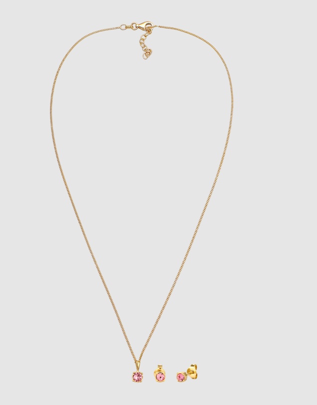 Elli Jewelry - Jewelry Set Crystal 925 Sterling Silver Gold-Plated
