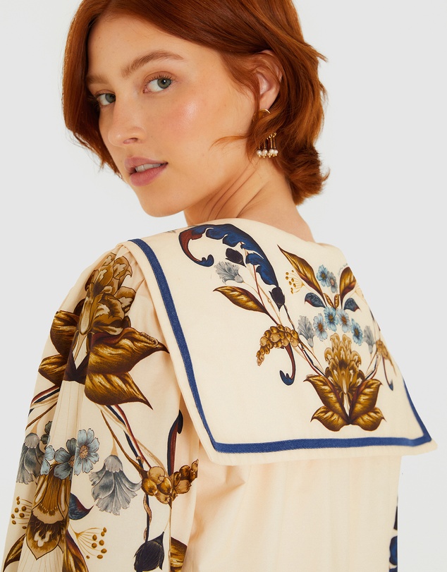 Farm Rio - Golden Nature Long Sleeve Mini Dress