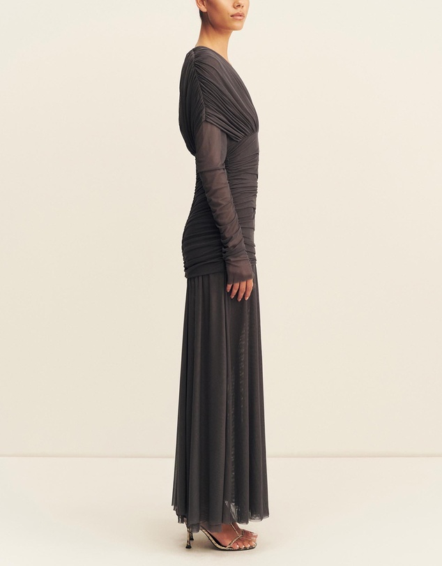Shona Joy - Mira Plunged Gathered Maxi Dress