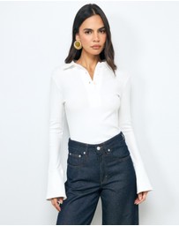 AERE - Indie LS Rib Polo Top