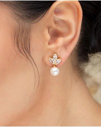The White Collection - Lola - Delicate Gold Pearl Bridal Earrings