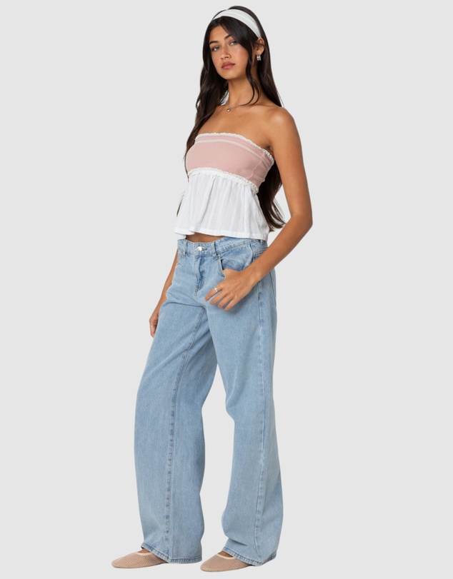 EDIKTED - Rena ribbed peplum top