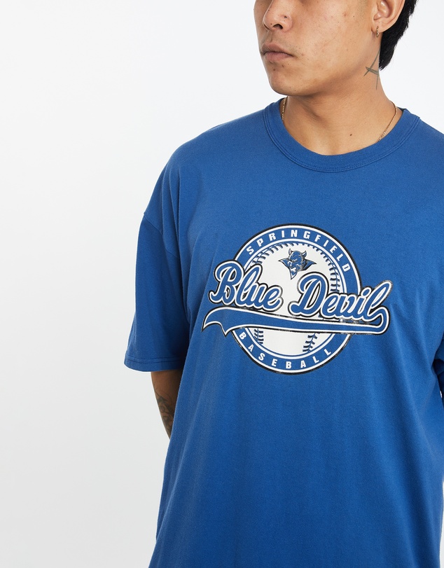 Vintage by The Real Deal - Pre Loved - Vintage 90s Springfield Blue Devils Baseball Tee