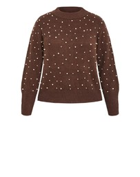 City Chic - Plus size Pearl Gate Jumper - chocolate