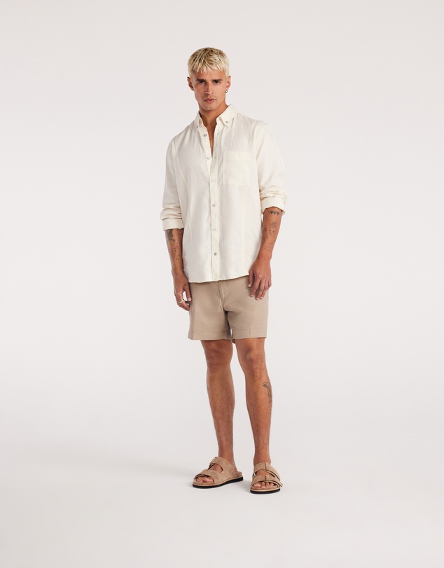 Calibre - Washed Linen Button Down Shirt Cream