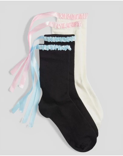 High Heel Jungle - Lara Satin Trim Cotton Socks - 2 Pairs