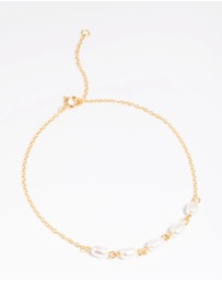 Lovisa - Gold Plated Sterling Silver Freshwater Pearl Chain Bracelet
