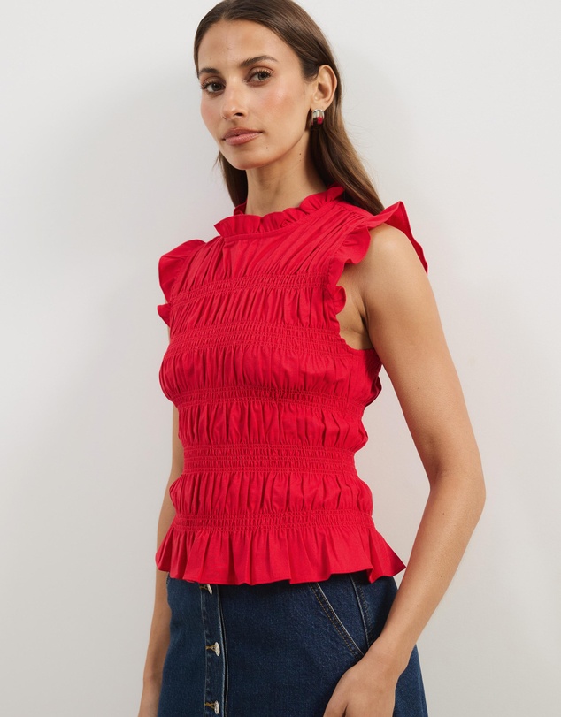 Atmos&Here - Coralie Linen Blend Frill Top