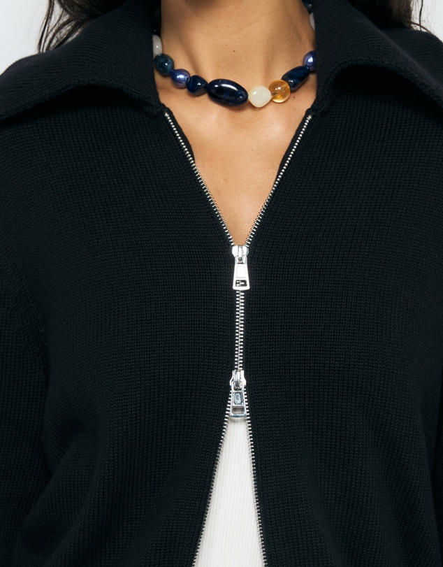 AERE - Lali Organic Cotton Zip Knit Cardigan