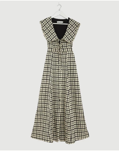 Revibe - Repaired The Fated Adela Check Collared Maxi Dress - AU 8
