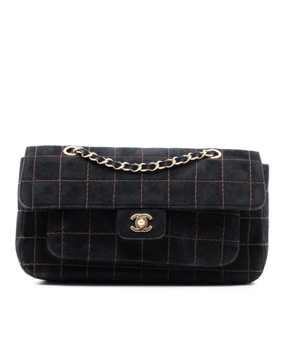 Pre-Loved by Azura Reborn - Pre-Loved CC Choco Bar Suede Stitched Chain Flap