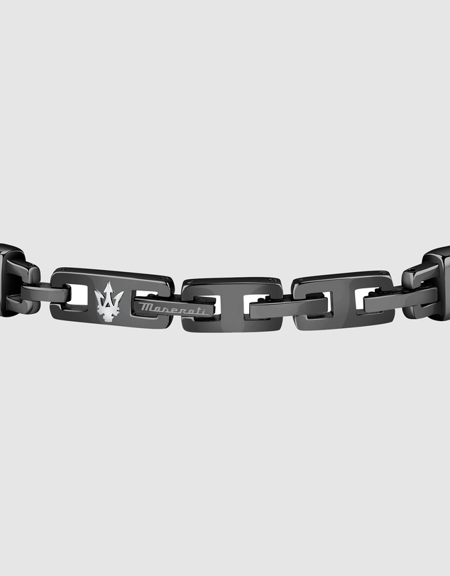 Maserati - Black with Silver 22.5cm Recycled Leather Bracelet