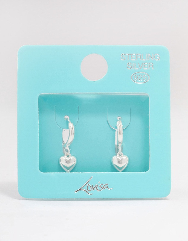 Lovisa - Sterling Silver Chubby Heart Hoop Earrings