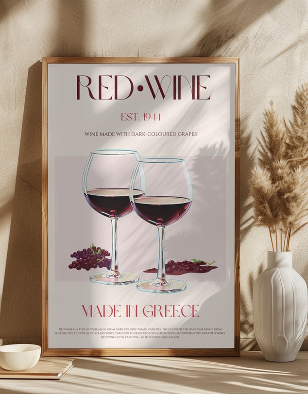 Olive et Oriel - Greek Wine Elegance by Nazma Khokhar Art Print
