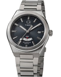 TIMEX - Q Timex® Continental GMT 39mm Stainless Steel Bracelet Watch