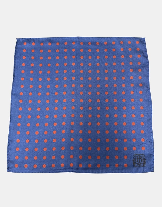 Henry Bucks - HENRY BUCKS Polka Dot Pocket Square NAVY/BURGUNDY