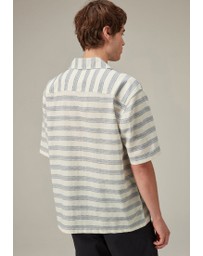 NEXT - Textured Stripe Short Sleeve Shirt With Cuban Collar