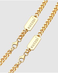Kuzzoi - ICONIC EXCLUSIVE - Jewelry Set Men Curb Chain in 925 Sterling Silver Gold Plated