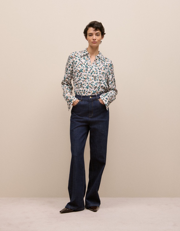 Trenery - Liora Floral Mini Twill Shirt in Forest