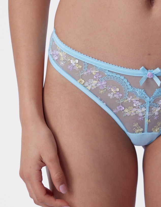 Bras N Things - Enchanted Margaux High Leg Brazilian Knicker - Light Blue