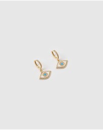 Izoa - Evil Eye Huggie Earrings