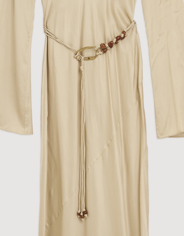 Revibe - Repaired Shona Joy Agnes Long Sleeve Maxi Dress With Belt - AU 8