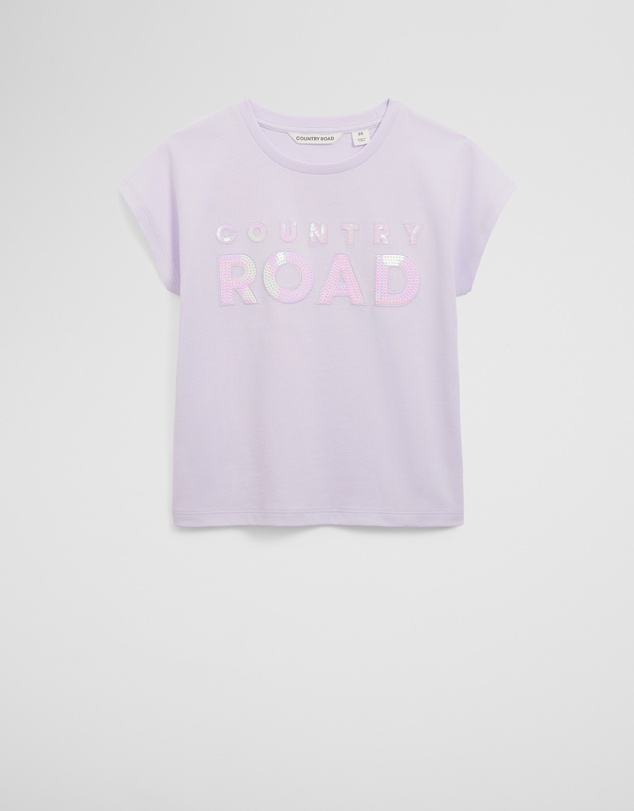Country Road - Organically Grown Cotton Sequin Logo T-shirt