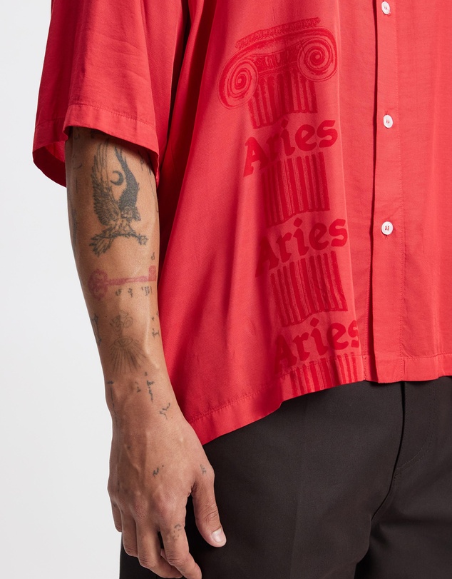 Aries - Ancient Column Satin Viscose Hawaiian Shirt